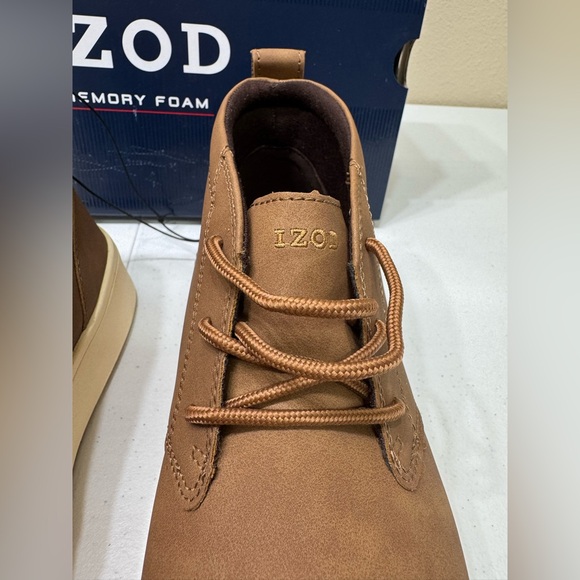 Izod Palmer Men’s Brown Memory Foam Lace Comfort Warm Vegan Leather Boots s 9